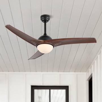 Sully 52" Contemporary Industrial Iron/Plastic Mobile-App/Remote-Controlled 6-Speed Propeller Integrated LED Ceiling Fan